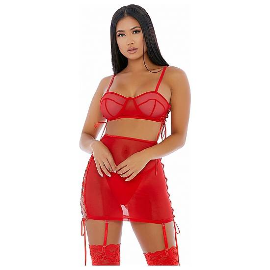 PUT O-RING ON IT LINGERIE SKIRT ROJO - Lenceria Sexy Femenina Conjuntos - Sex Shop ARTICULOS EROTICOS