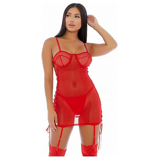 RING IT ON CHEMISE CAMISON ROJO - Lenceria Sexy Femenina Conjuntos - Sex Shop ARTICULOS EROTICOS