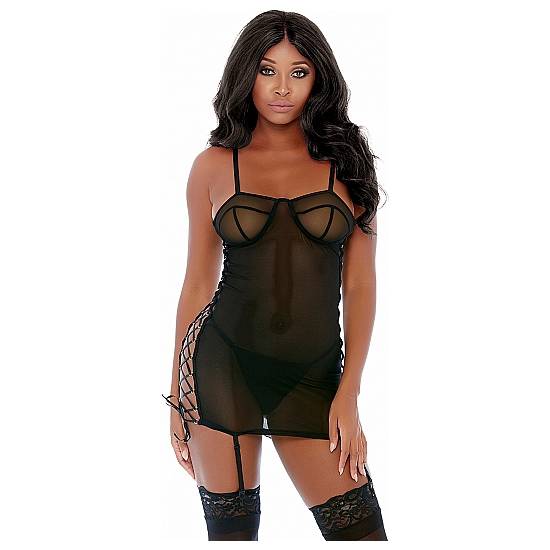 RING IT ON CHEMISE NEGRO - Lenceria Sexy Femenina Conjuntos - Sex Shop ARTICULOS EROTICOS